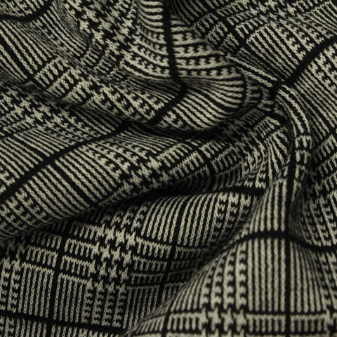 Black Plaid Jacquard, Poly-Viscose, 348 gsm