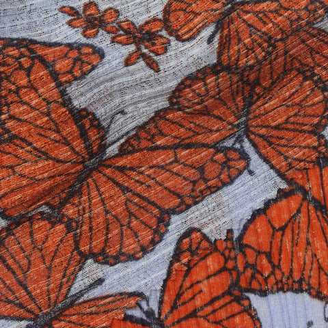 Orange Butterfly Rib Knit, Polyester