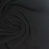 Polyester Viscose Stretch Rib Knit Fabric, 230 gsm — Black — photo 2