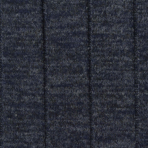 Dark Blue Marl Rib Knit, Viscose-Poly, 300 gsm