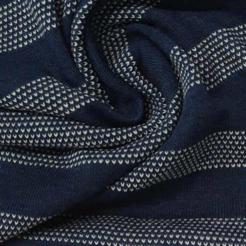 Navy Horizontal-Stripe Mesh, Cotton-Poly
