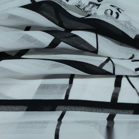 Black Geometric-Grid Woven, Polyester