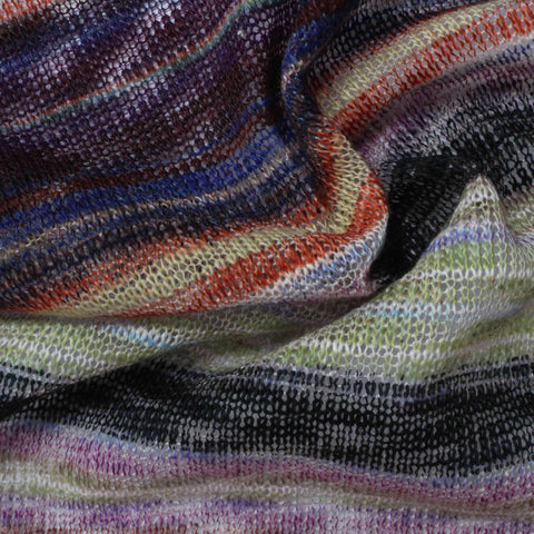 Black Horizontal-Stripe Rib Knit, Polyester, 225 gsm