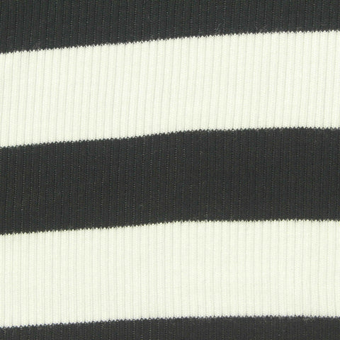 Black Diagonal-Stripe Rib Knit, Viscose, 240 gsm
