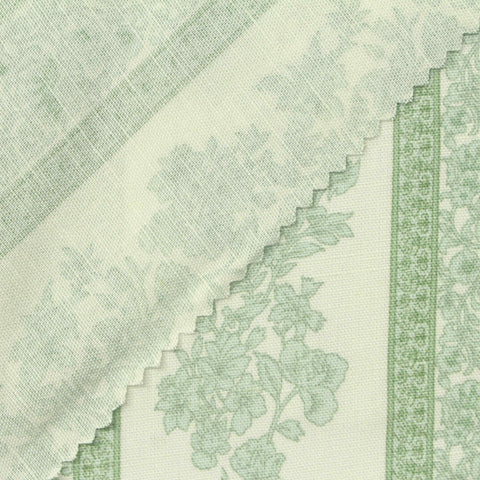 Green Floral Woven, Viscose-Linen, 150 gsm