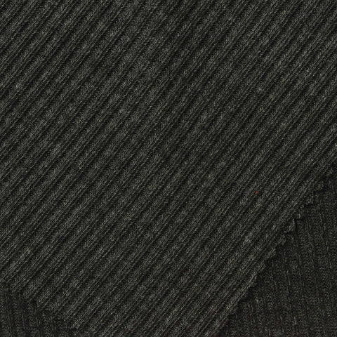 Dark Charcoal Heather Rib Knit, Viscose-Poly