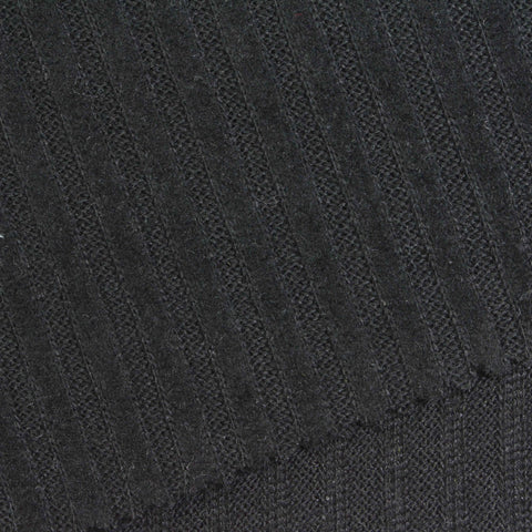 Polyester Stretch Rib Knit Fabric, 230 gsm, 160 cm — Black