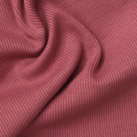 Cotton Stretch Rib Knit Fabric, 351 gsm, 110 cm — Pink