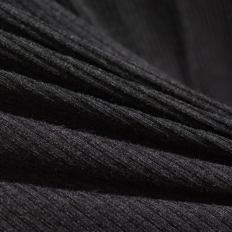 Heather Polyester Viscose Rib Knit Fabric, 200 gsm, 160 cm — Black