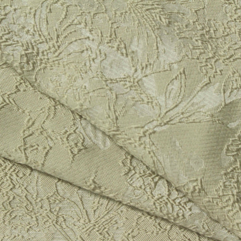 Khaki Tone-on-Tone Floral Jacquard, Polyester, 165 gsm