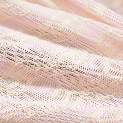 White Textured-Check Chunky Knit, Cotton-Spandex