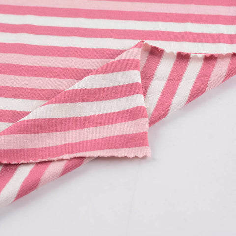 White Horizontal-Stripe Knit, Viscose, 215 gsm