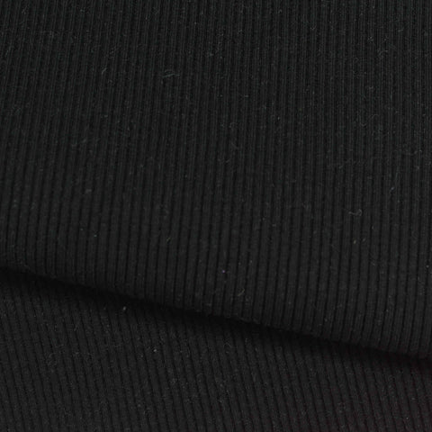 Viscose Stretch Rib Knit Fabric, 600 gsm, 115 cm — Black