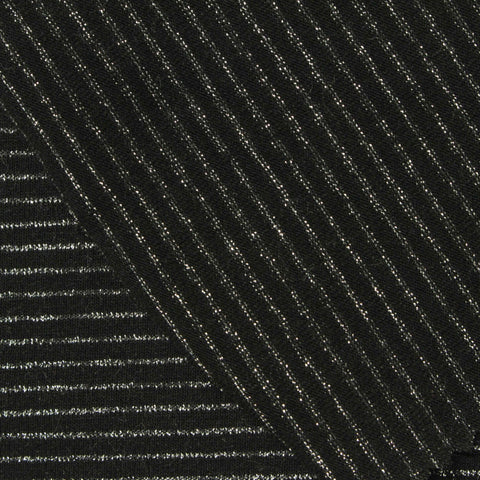 Silver Horizontal-Stripe Jersey Knit, Poly-Viscose, 220 gsm