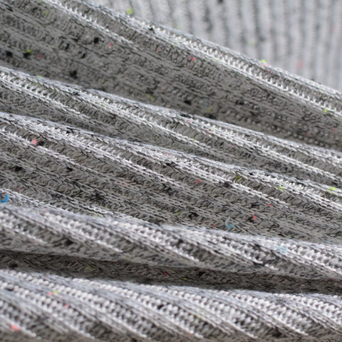 Grey Marl Rib Knit, Polyester, 270 gsm