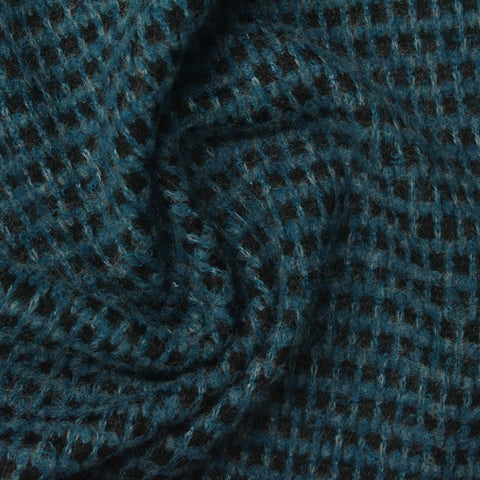 Teal Check Chunky Knit, Viscose-Poly
