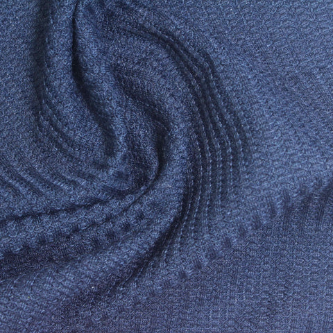 Jacquard Polyester Stretch Rib Knit Fabric, 211 gsm, 190 cm — Navy
