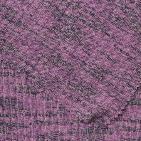 Purple Marl Rib Knit, Poly-Viscose, 215 gsm