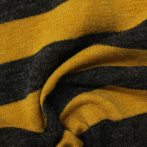 Yellow Horizontal-Stripe Chunky Knit, Poly-Acrylic