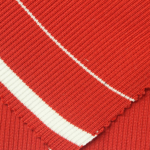 Red Horizontal-Stripe Rib Knit, Polyester, 640 gsm