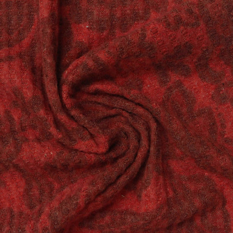 Red Abstract Waffle Knit, Poly-Viscose