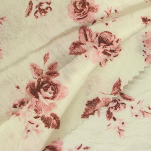 Pink Roses Woven, Viscose-Nylon, 52 gsm