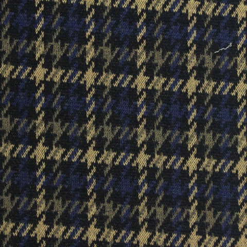 Black Houndstooth Interlock Knit, Poly-Viscose, 240 gsm