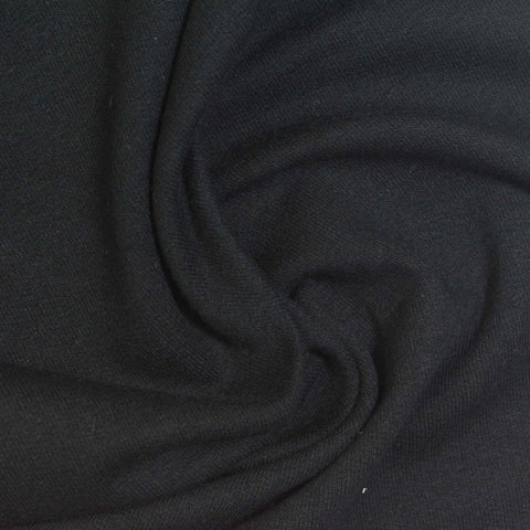 Cotton Stretch French Terry Fabric, 220 gsm, 185 cm — Black