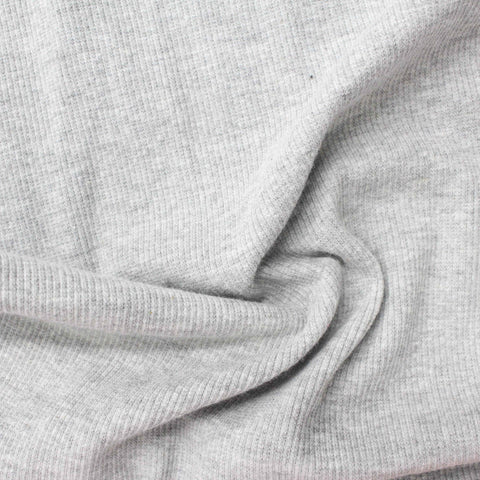 Light Grey Marl Rib Knit, Cotton-Poly, 280 gsm