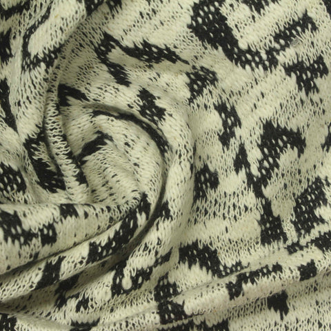 Black Animal Print French Terry, Cotton-Poly