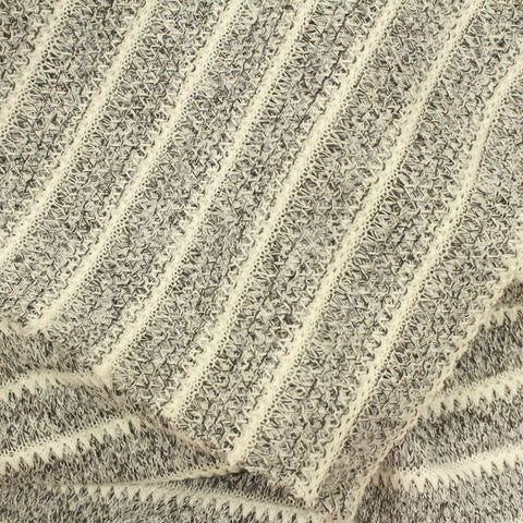 Cream Horizontal-Stripe Knit, Poly-Viscose, 362 gsm