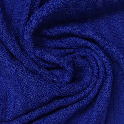 100% Polyester Rib Knit Fabric, 230 gsm, 150 cm — Blue