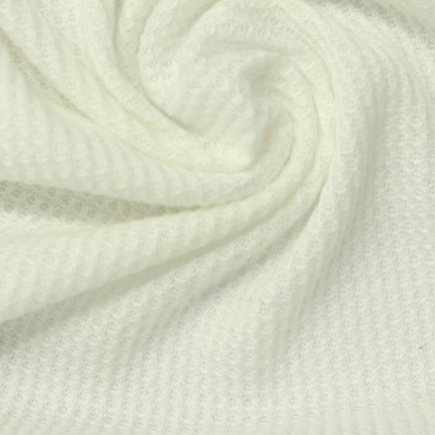 Polyester Viscose Waffle Knit Fabric, 160 gsm, 155 cm — White