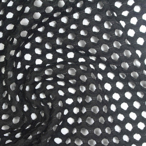Jacquard Polyester Stretch Knit Fabric, 250 gsm, 170 cm — Black, ref EF-273211