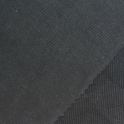 Charcoal Rib Knit, Cotton-Poly