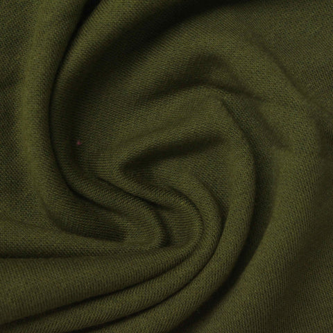 Brushed Cotton Polyester French Terry Fabric, 280 gsm, 185 cm — Green