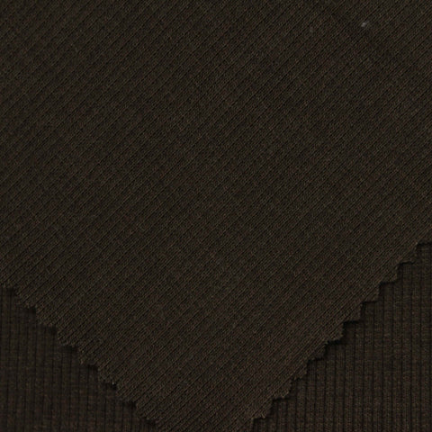 Polyester Cotton Stretch Rib Knit Fabric, 280 gsm, 120 cm — Brown