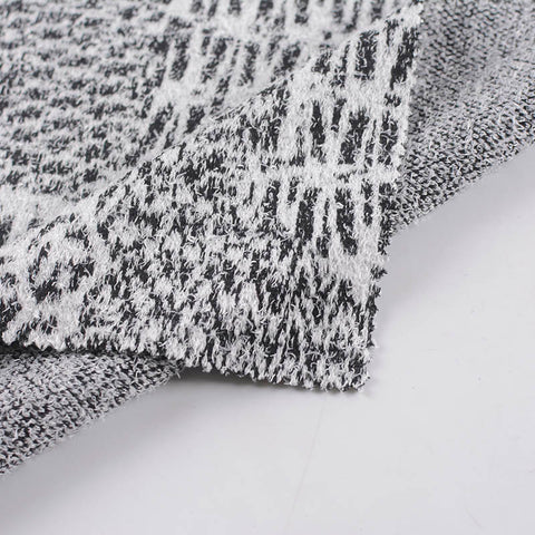 Black Abstract Chunky Knit, Polyester, 320 gsm