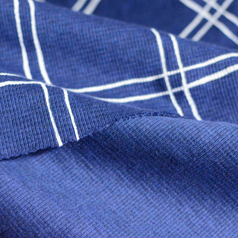 White Irregular-Check Waffle Knit, Cotton