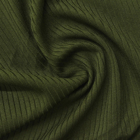 Polyester Stretch Rib Knit Fabric, 296 gsm, 155 cm — Green