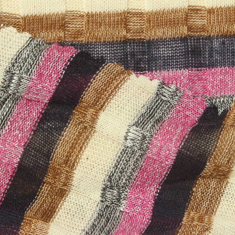 Pink Horizontal-Stripe Rib Knit, Poly-Cotton, 168 gsm