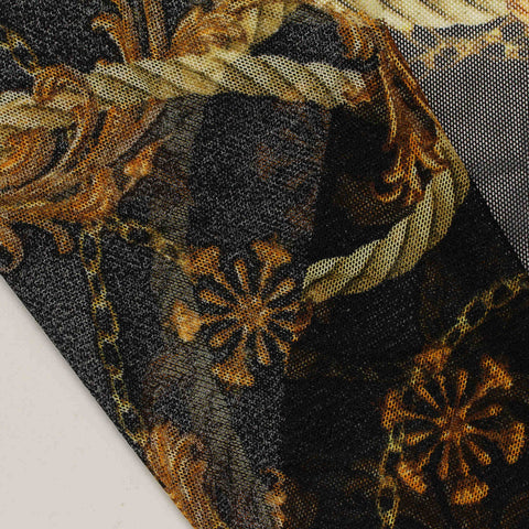 Gold Scrolls Mesh, Polyester
