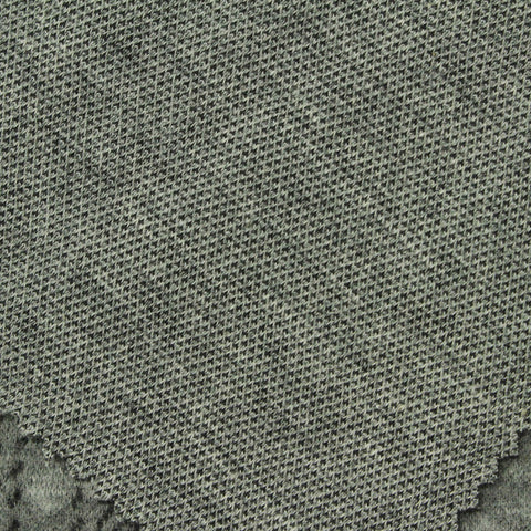 Plaid Polyester Cotton Blend Stretch Interlock Knit Fabric, 235 gsm, 148 cm — Grey