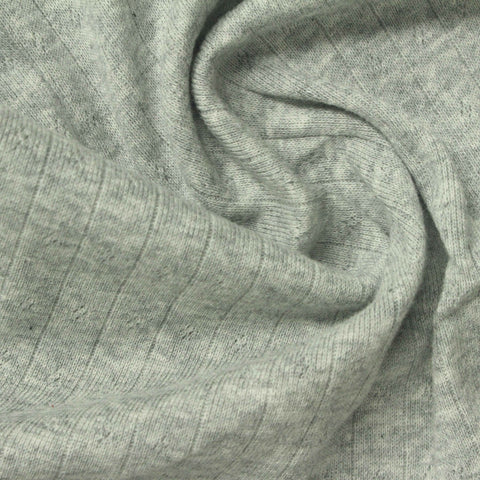 Light Grey-Green Tone-on-Tone Diamond Pointelle Knit, Cotton