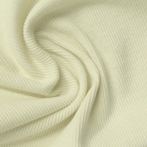 Light Cream Ribbed Rib Knit, Cotton-Poly