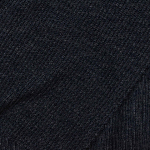 Dark Navy Heather Rib Knit, Poly-Viscose