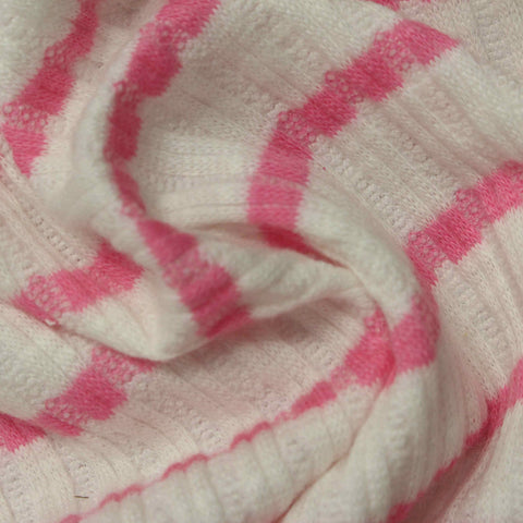 Pink Horizontal-Stripe Jacquard, Cotton-Poly, 240 gsm