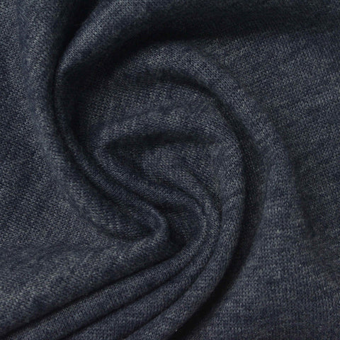 Dark Blue Marl French Terry, Poly-Cotton, 260 gsm