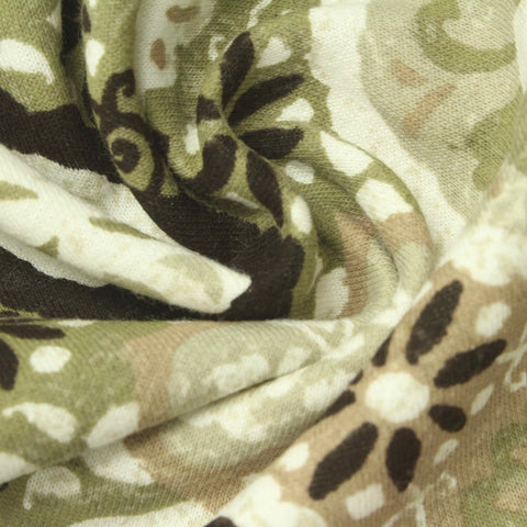 Green Abstract-Floral French Terry, Cotton-Poly