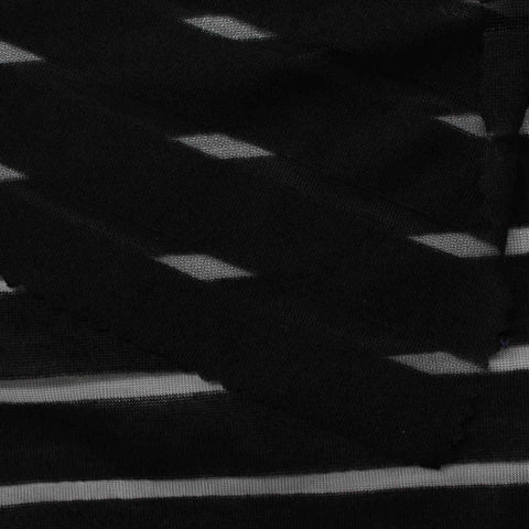 Black Horizontal-Stripe Knit, Polyester, 115 gsm, 150 cm